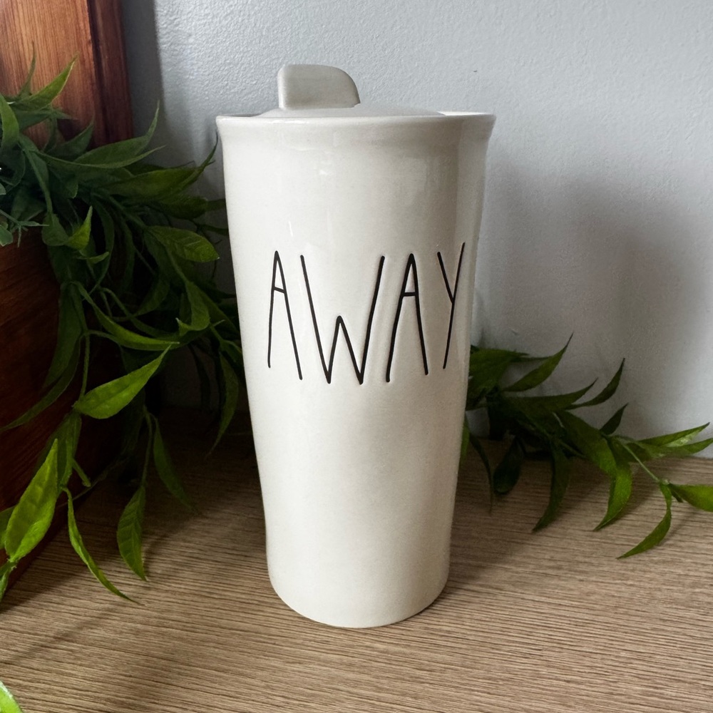 White Rae Dunn Ceramic Tumbler with Lid